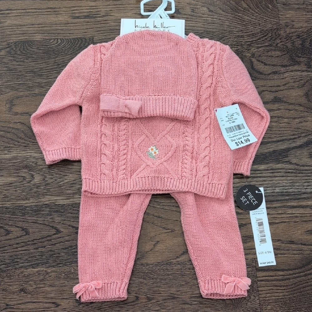 Nicole Miller Pink Baby Knit Set